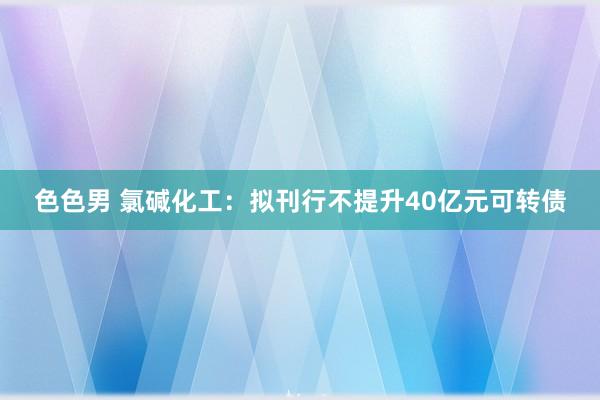 色色男 氯碱化工：拟刊行不提升40亿元可转债