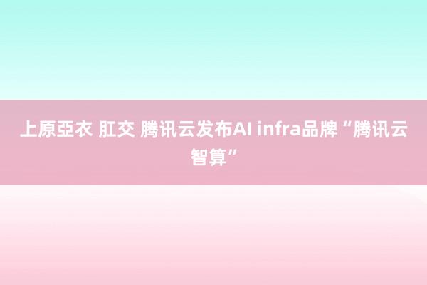 上原亞衣 肛交 腾讯云发布AI infra品牌“腾讯云智算”