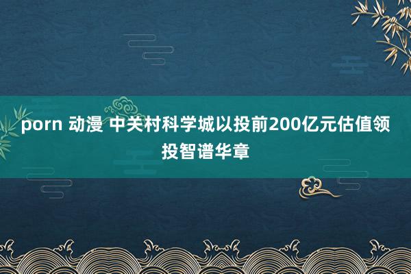 porn 动漫 中关村科学城以投前200亿元估值领投智谱华章