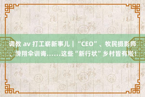 调教 av 打工崭新事儿｜“CEO”、牧民摄影师、滑翔伞训诲……这些“新行状”乡村皆有啦！